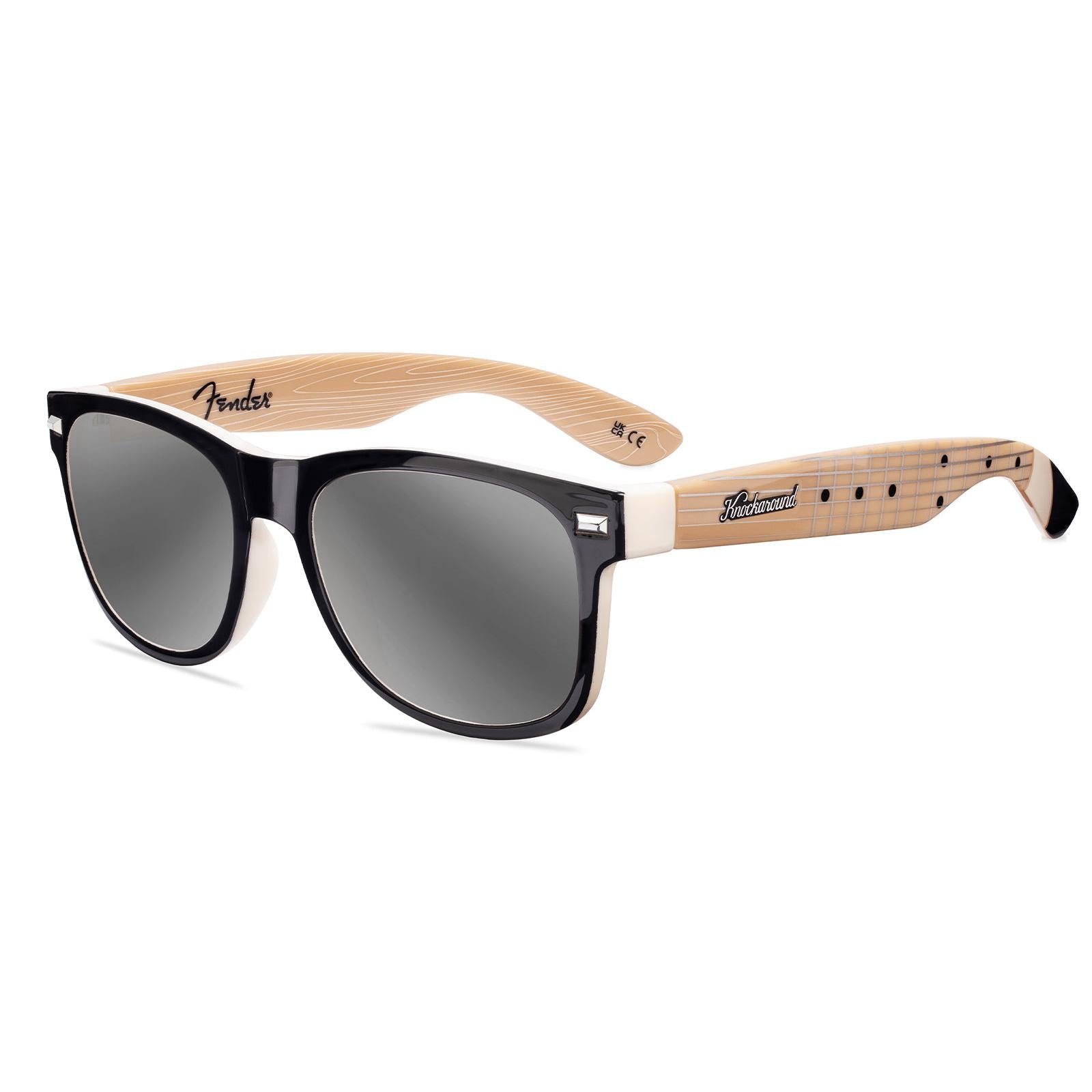 Black Stratocaster Fort Knocks Prescription Sunglasses with Silver Lens, Flyover
