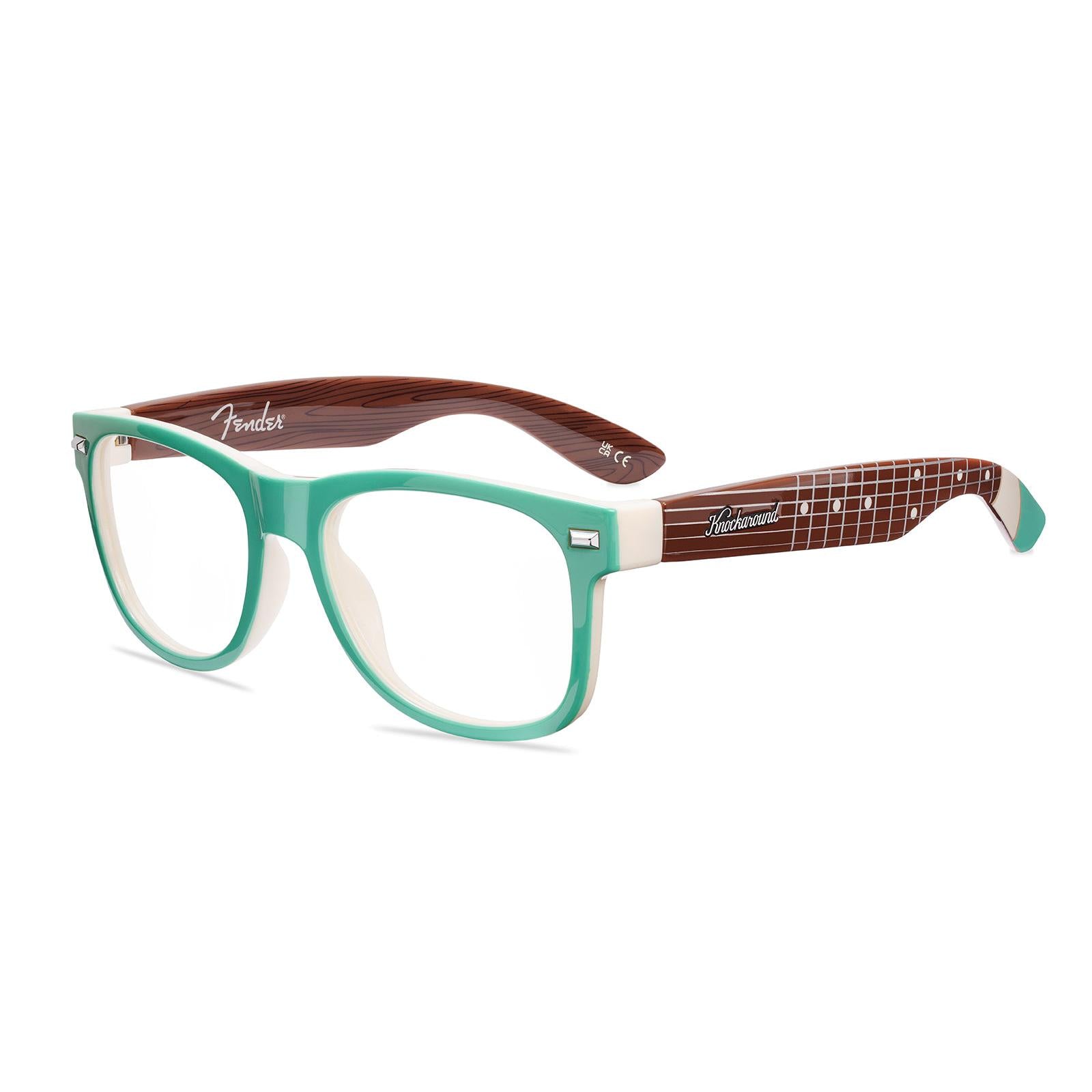 Surf Green Stratocaster Fort Knocks  Prescription Sunglasses with Clear Lens, Flyover