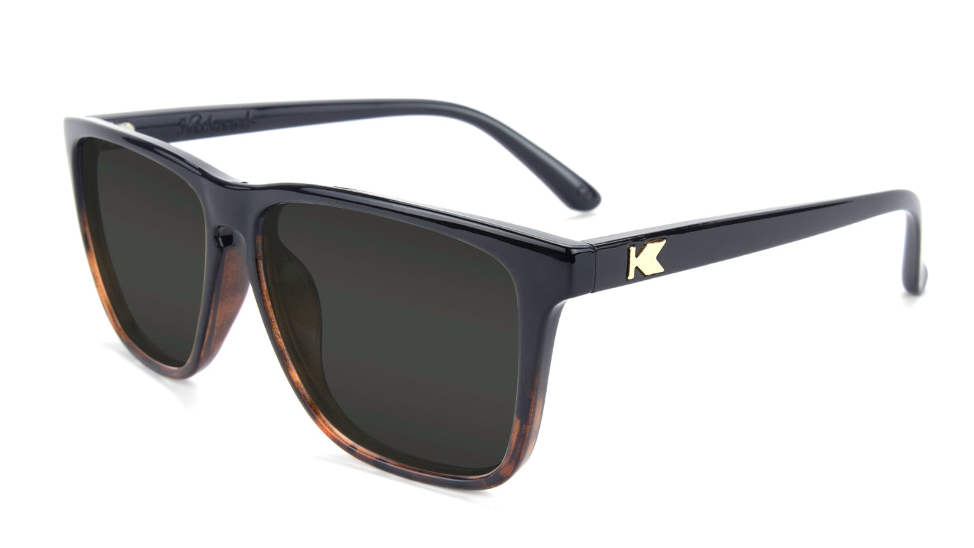 Glossy Black and Tortoise Shell Fade Fast Lanes Prescription Sunglasses with Grey Lens, Flyover 