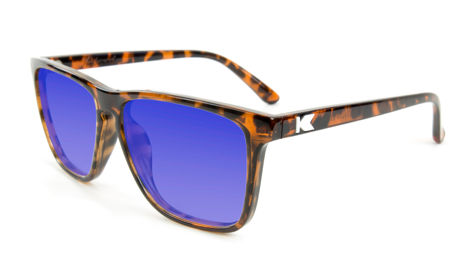 Glossy Tortoise Shell Fast Lanes Prescription Sunglasses with Blue Lens, Flyover
