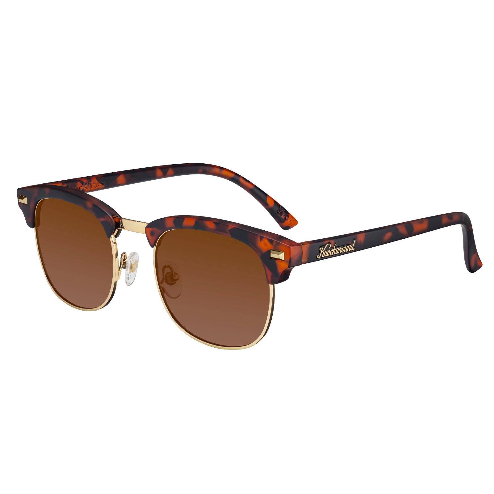 Matte Tortoise Shell & Gold Brooklines Prescription Glasses with Brown Lens, Flyover