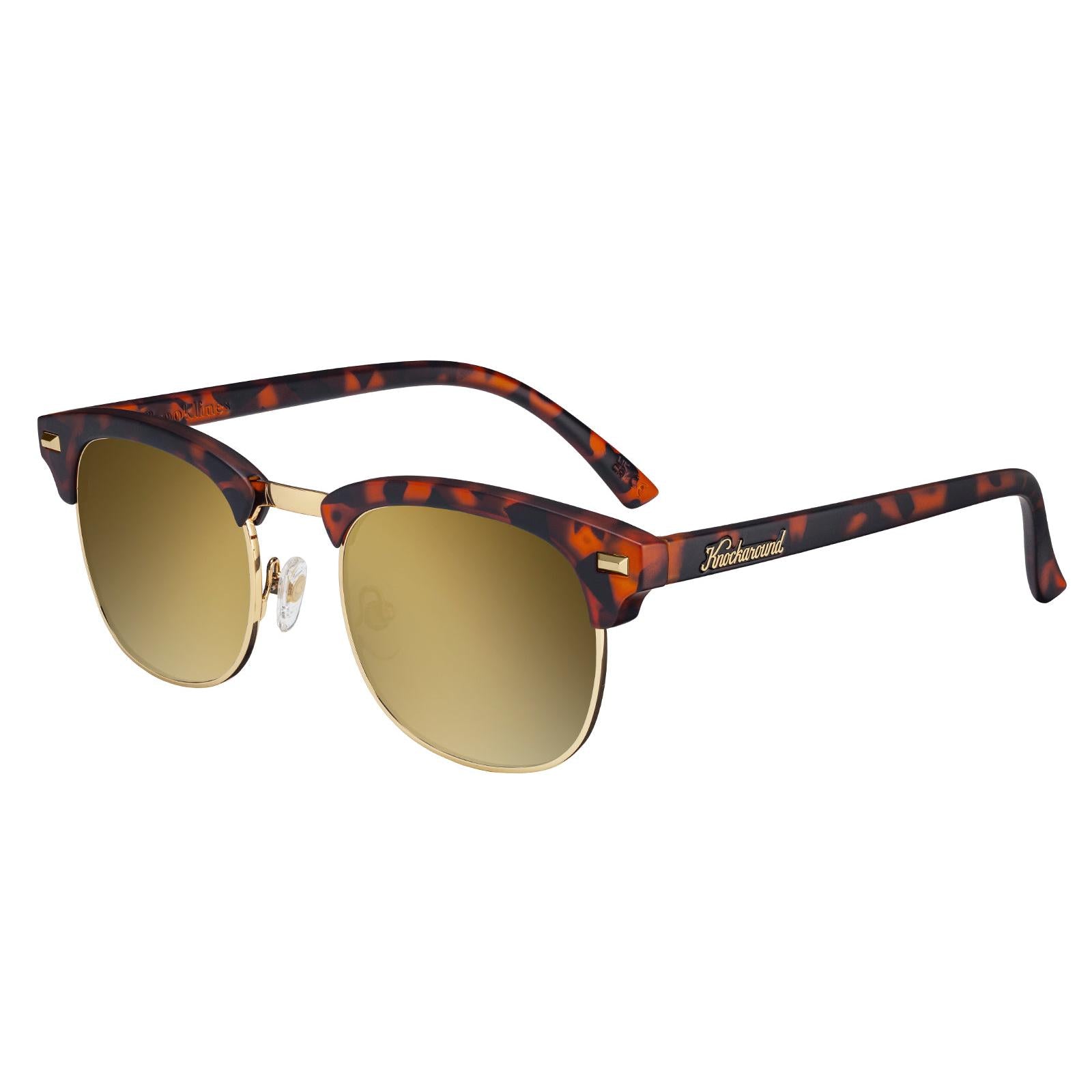 Matte Tortoise Shell & Gold Brooklines Prescription Glasses with Gold Lens, Flyover