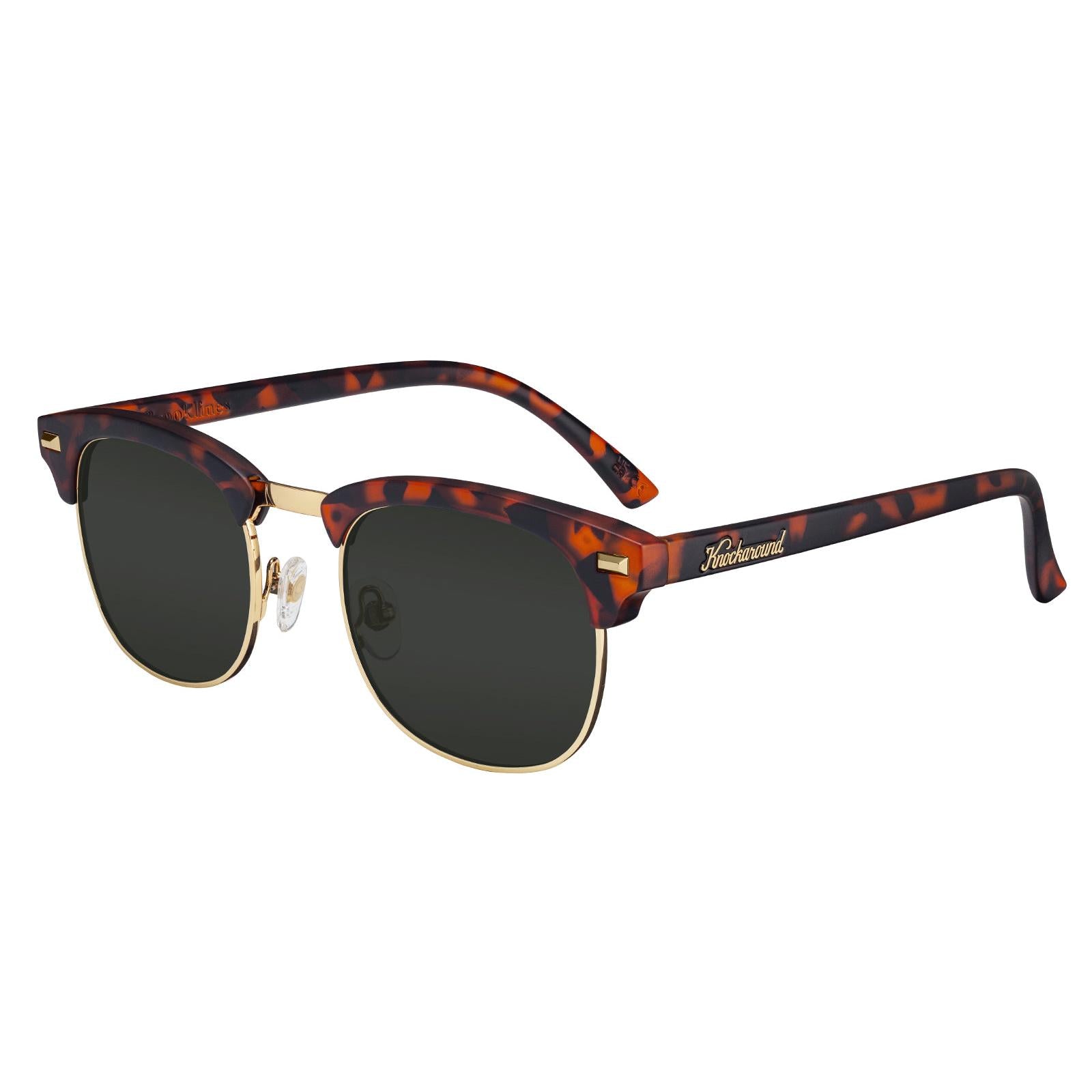 Matte Tortoise Shell & Gold Brooklines Prescription Glasses with Grey Lens, Flyover