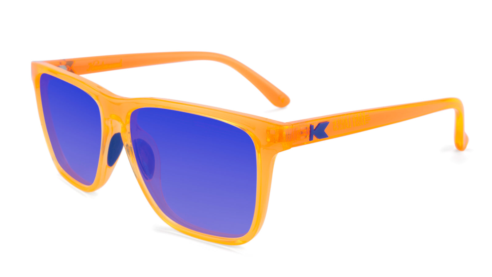Neon Orange Fast Lanes Sport Prescription Sunglasses with Blue Lens, Flyover