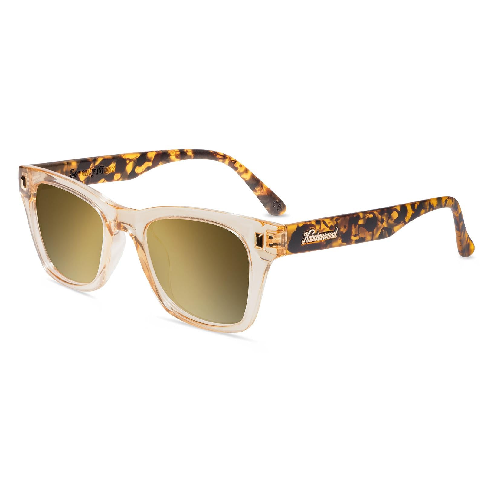 On The Rocks Seventy Nines Prescription Sunglasses with Gold Lens, Flyover