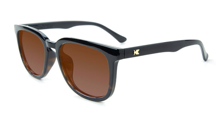 Glossy Black and Tortoise Shell Fade Paso Robles Prescription Sunglasses with Brown Lens, Flyover 