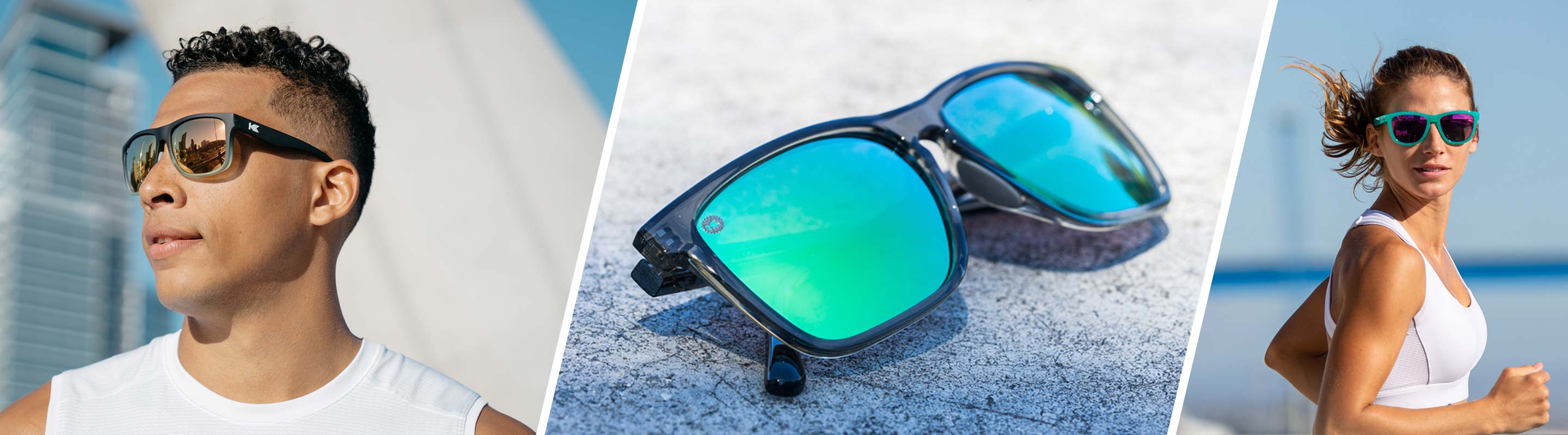 Lifestyle photo of Knockaround Fast Lanes Sport, and Two people wearing Knockaround Sports Sunglasses