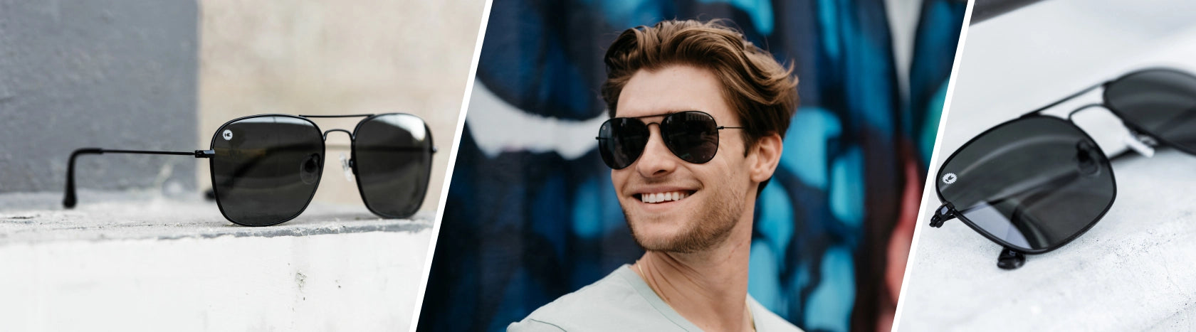 Sunglasses Aviators Black 80's. Lifestyle photo of Black / Smoke Mount Evans Sunglasses, Men wearing Black / Smoke Mile Highs Sunglasses
