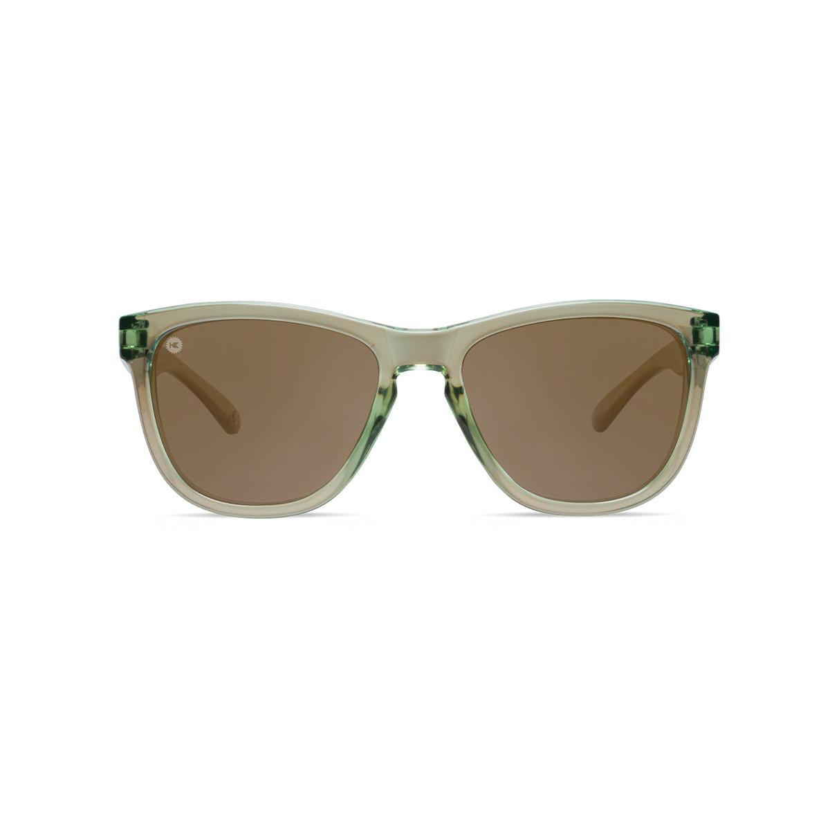 Kids Sunglasses with Aged Sage Frames and Polarized Amber Lenses, Front