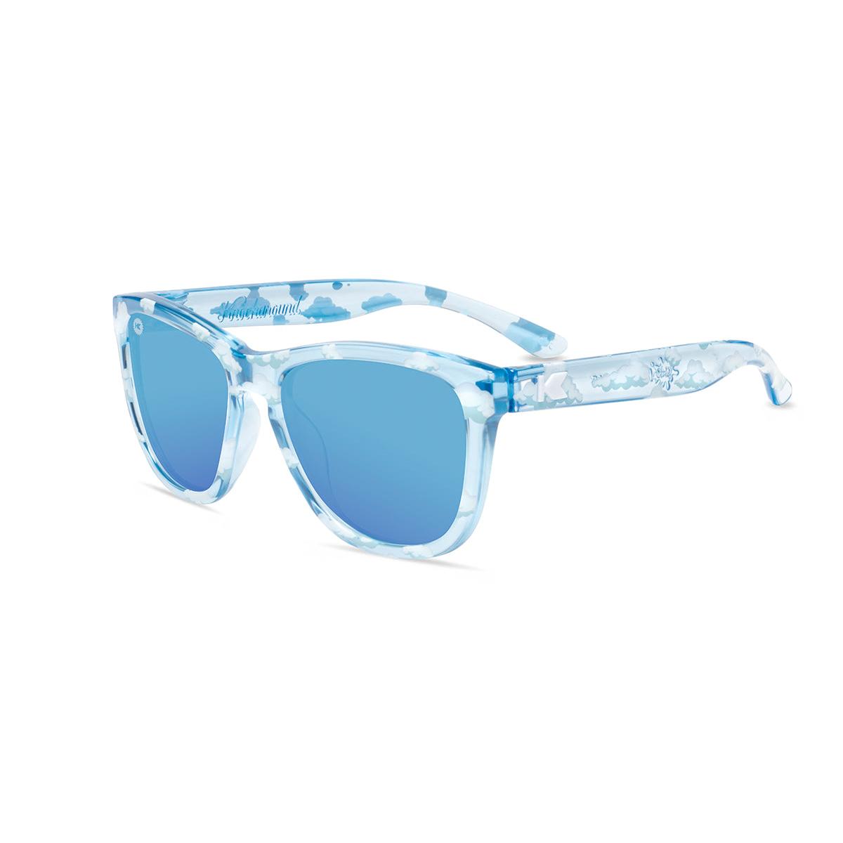 Sunglasses with Head in the Clouds Frames and Polarized Aqua Lenses, Flyover