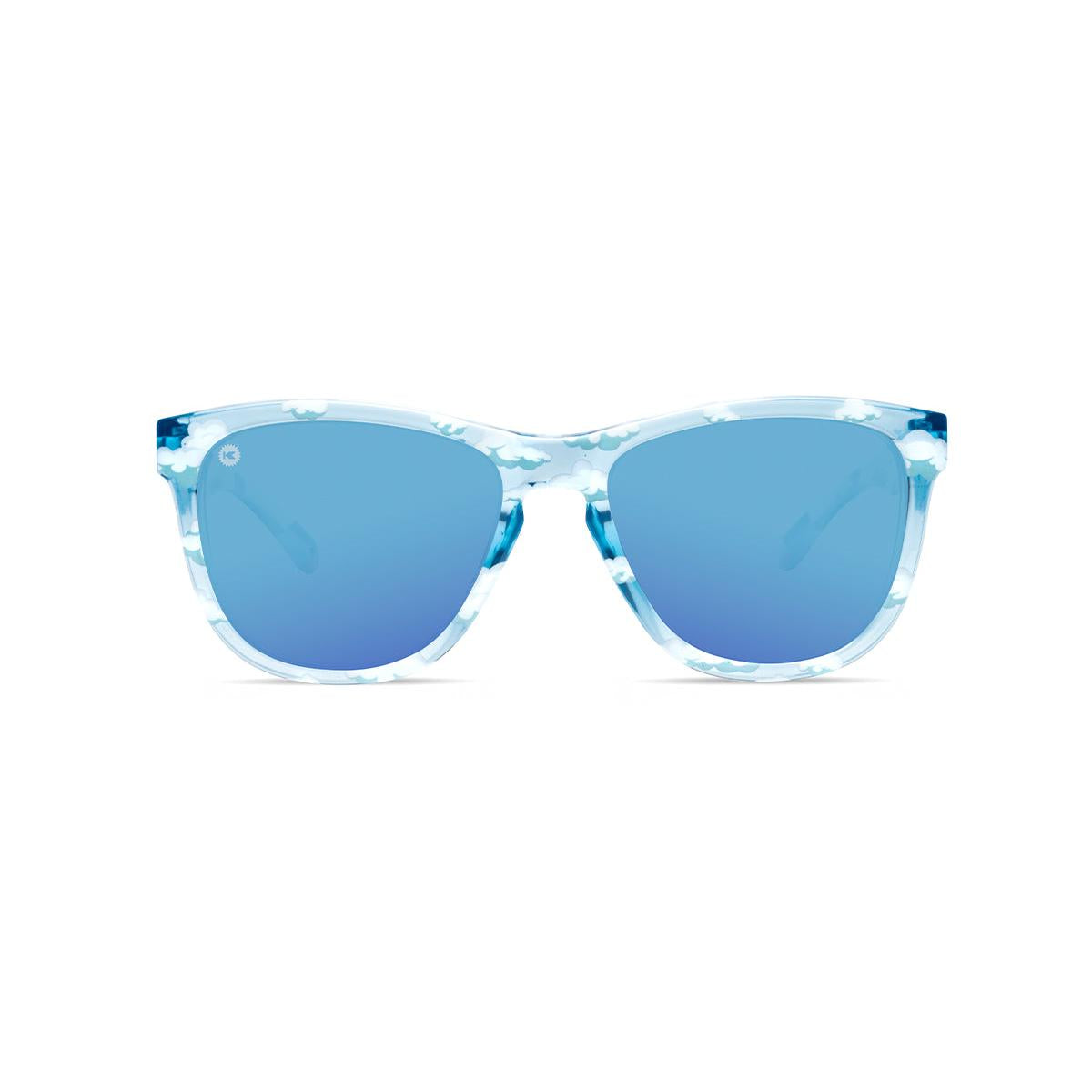Sunglasses with Head in the Clouds Frames and Polarized Aqua Lenses, Front