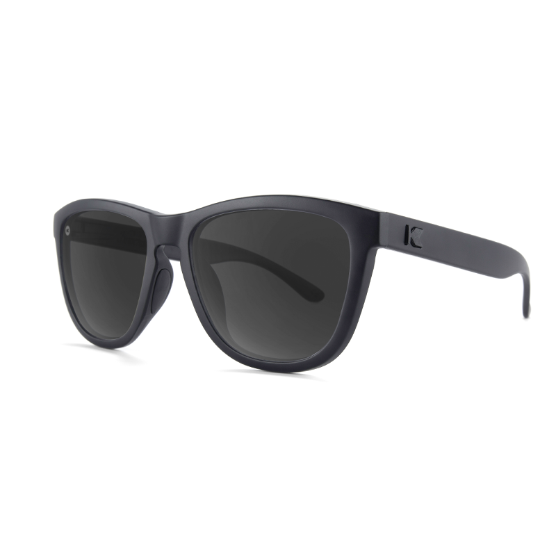 Sunglasses with Matte Black Frame and Black Smoke Lenses, Threequarter