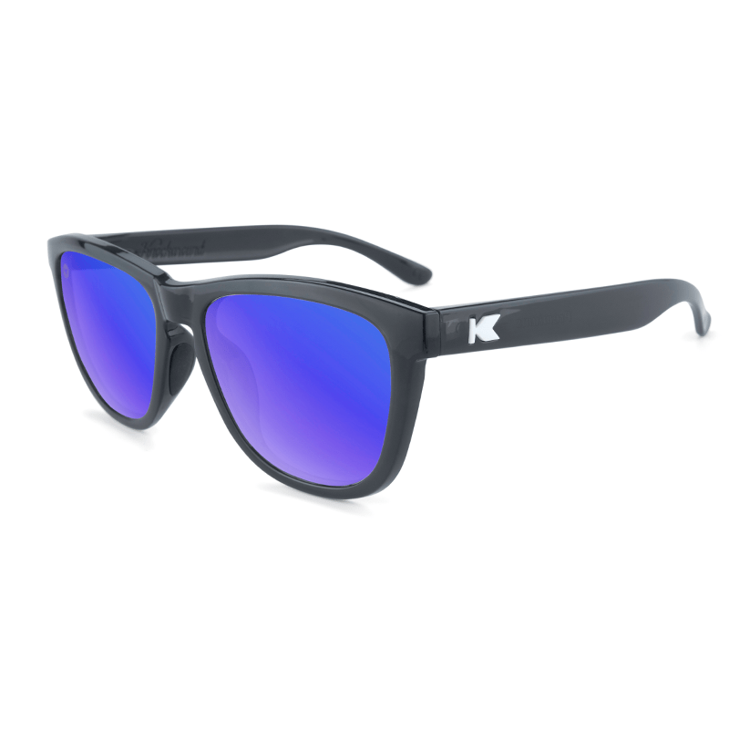 Sport Sunglasses with Jelly Black Frame and Polarized Blue Moonshine Lenses, Flyover