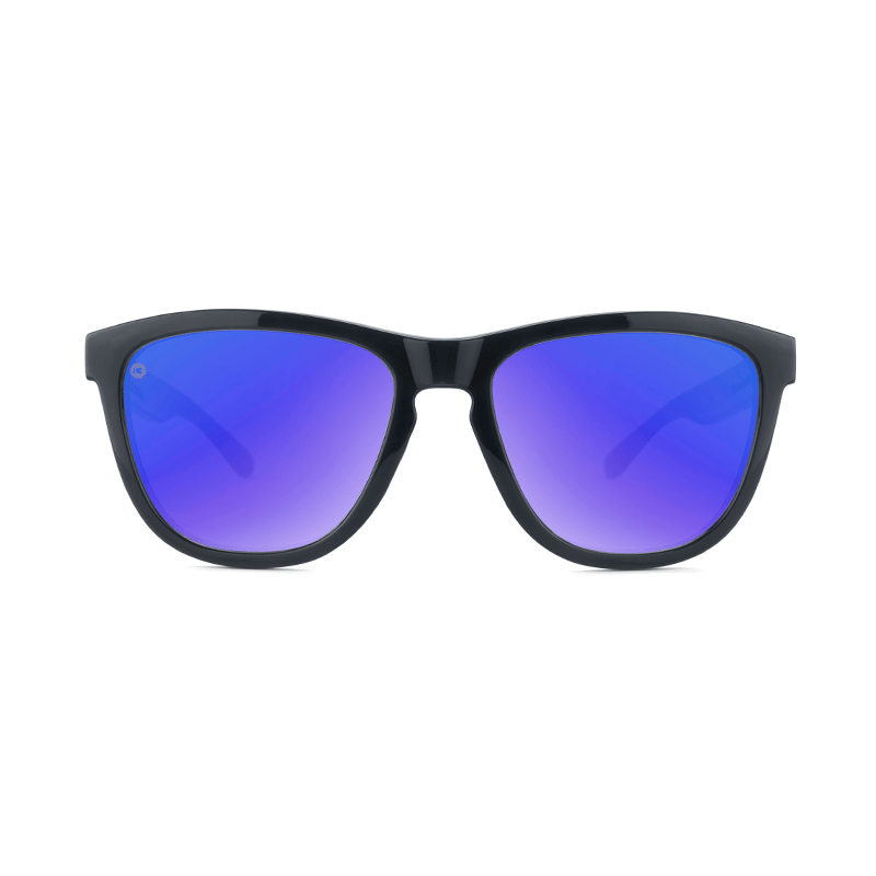 Sport Sunglasses with Jelly Black Frame and Polarized Blue Moonshine Lenses, Front
