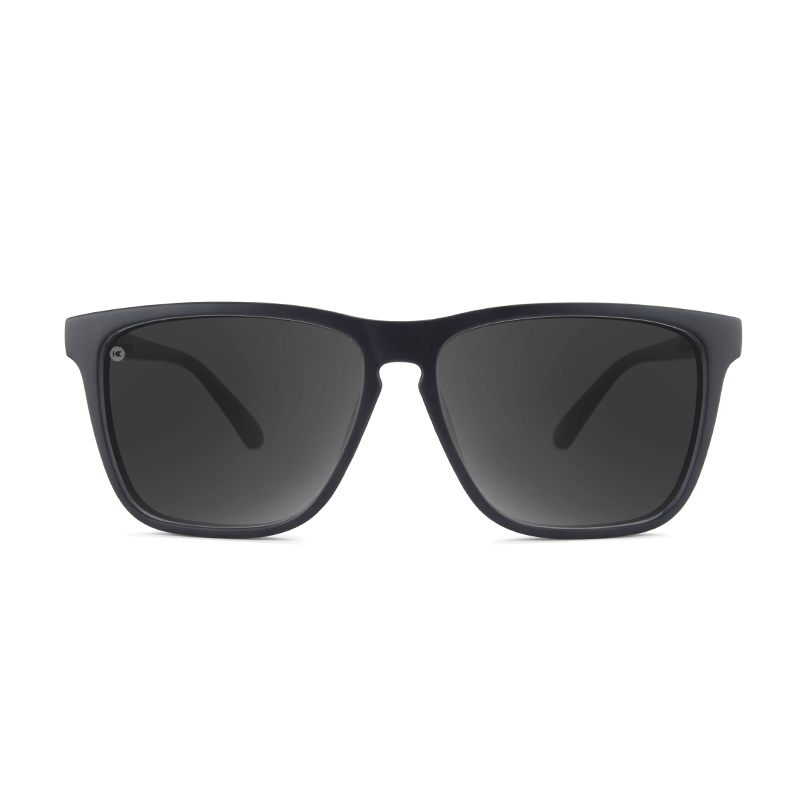 Sport Sunglasses with Matte Black Frame and Polarized Black Smoke Lenses, Front
