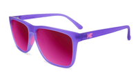 Sunglasses with Rubberized Ultraviolet Frames and Polarized Fuchsia Lenses, Flyover
