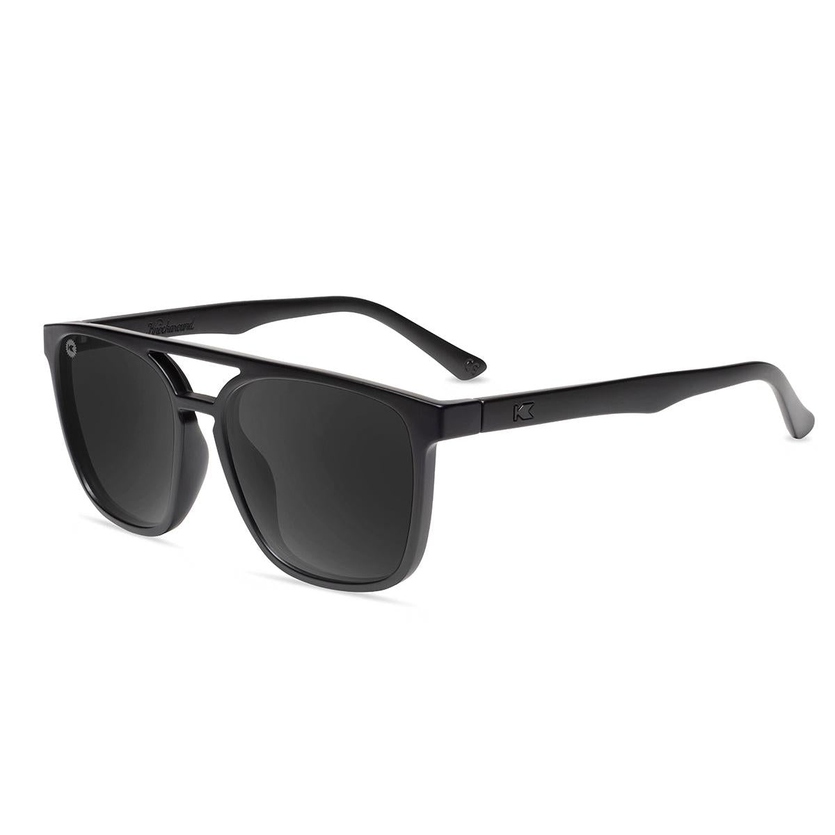 Sunglasses with Matte Black Frames and Polarized Black Smoke Lenses, Flyover