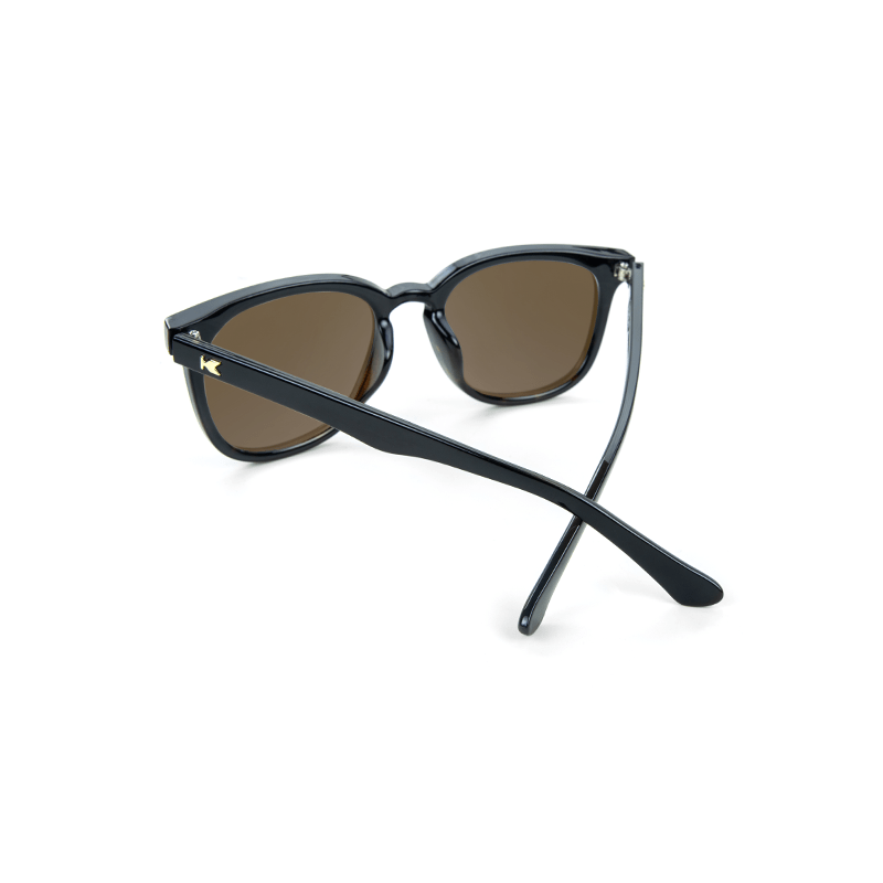 Sunglasses with Glossy Black Tortoise Shell Fade and Polarized Amber Lenses, Back