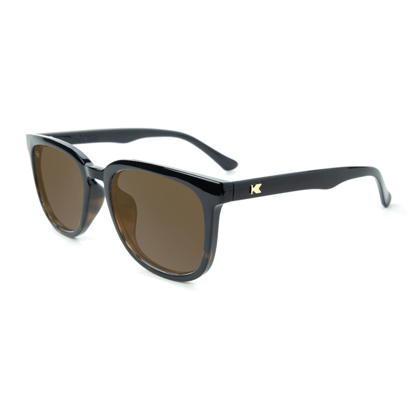 Sunglasses with Glossy Black Tortoise Shell Fade and Polarized Amber Lenses, Flyover