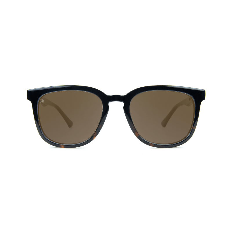 Sunglasses with Glossy Black Tortoise Shell Fade and Polarized Amber Lenses, Front