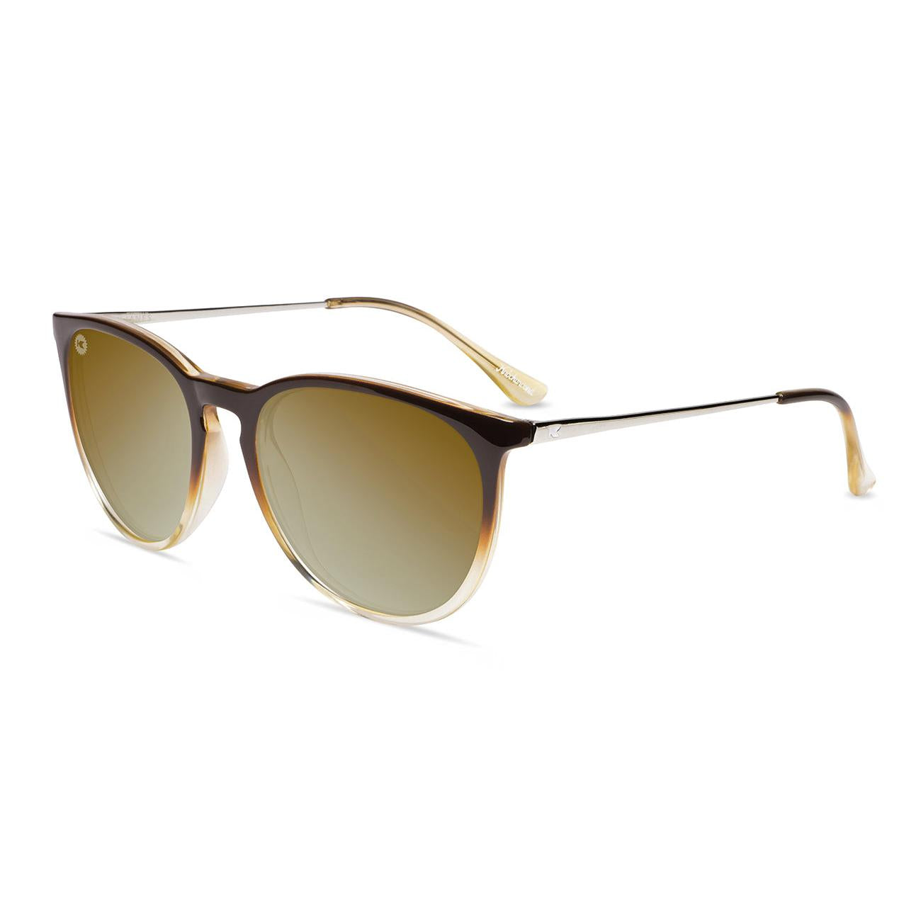 Sunglasses with Brown Frames and Polarized Gold Lenses, Flyover