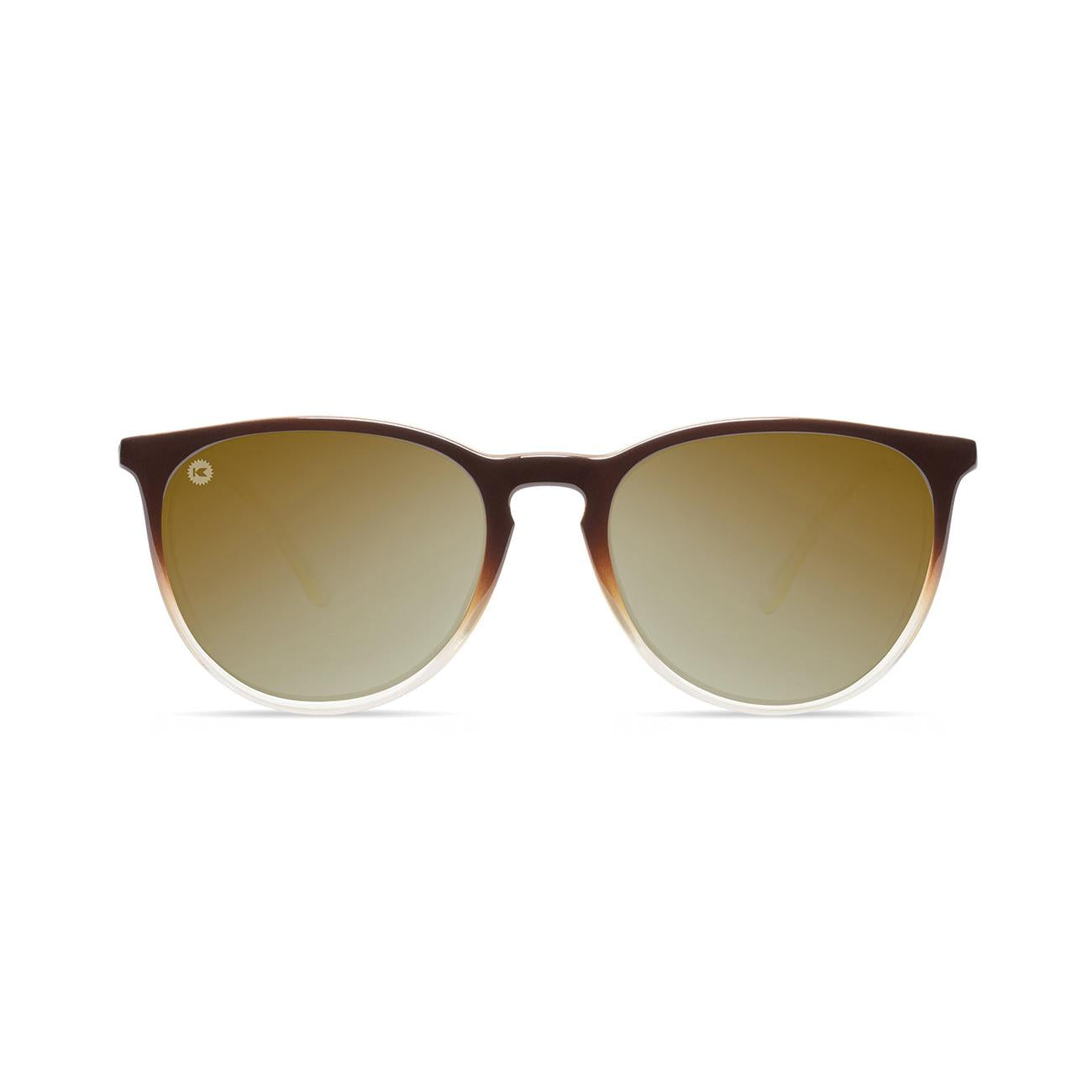 Sunglasses with Brown Frames and Polarized Gold Lenses, Front