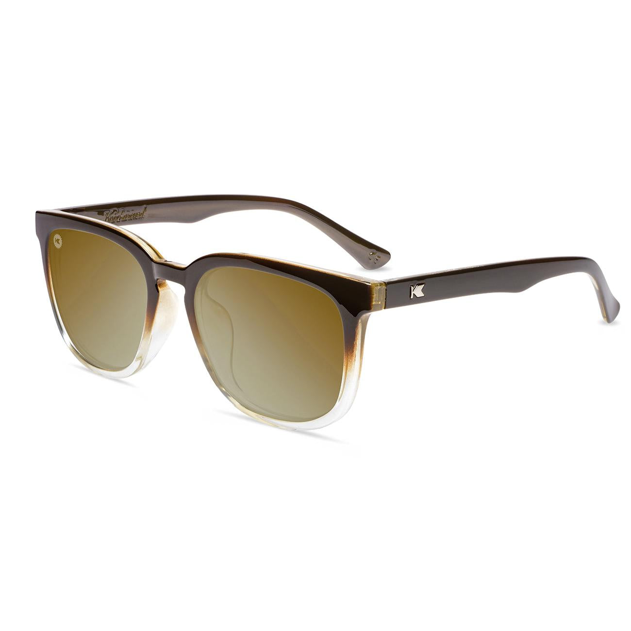Sunglasses with Brown Frames and Polarized Gold Lenses, Flyover
