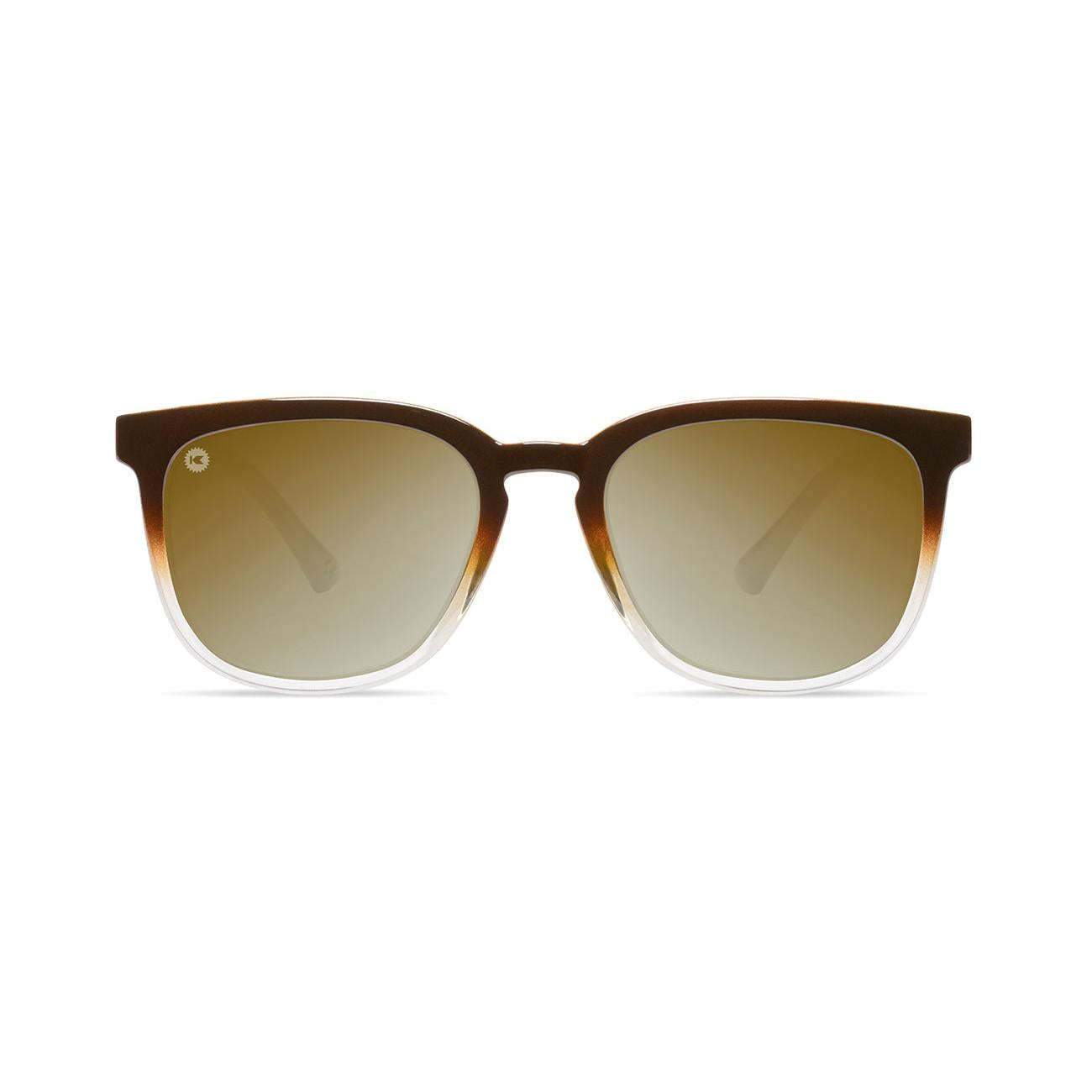 Sunglasses with Brown Frames and Polarized Gold Lenses, Front