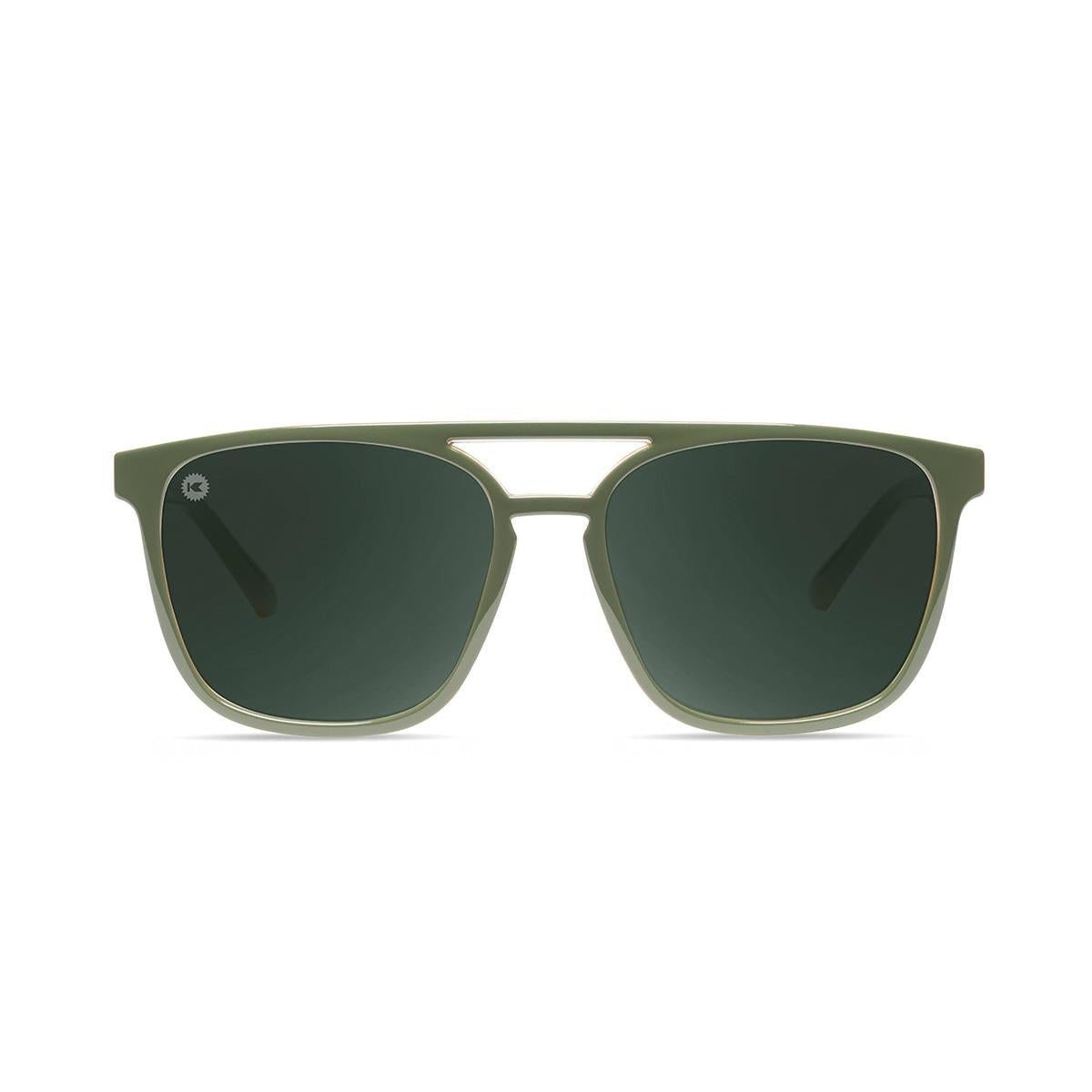 Sunglasses with Coyote Calls Frames and Polarized Aviator Green Lenses, Front