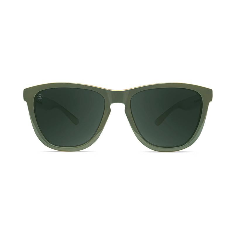 Sunglasses with Glossy Green Frames and Polarized Green Lenses, Front