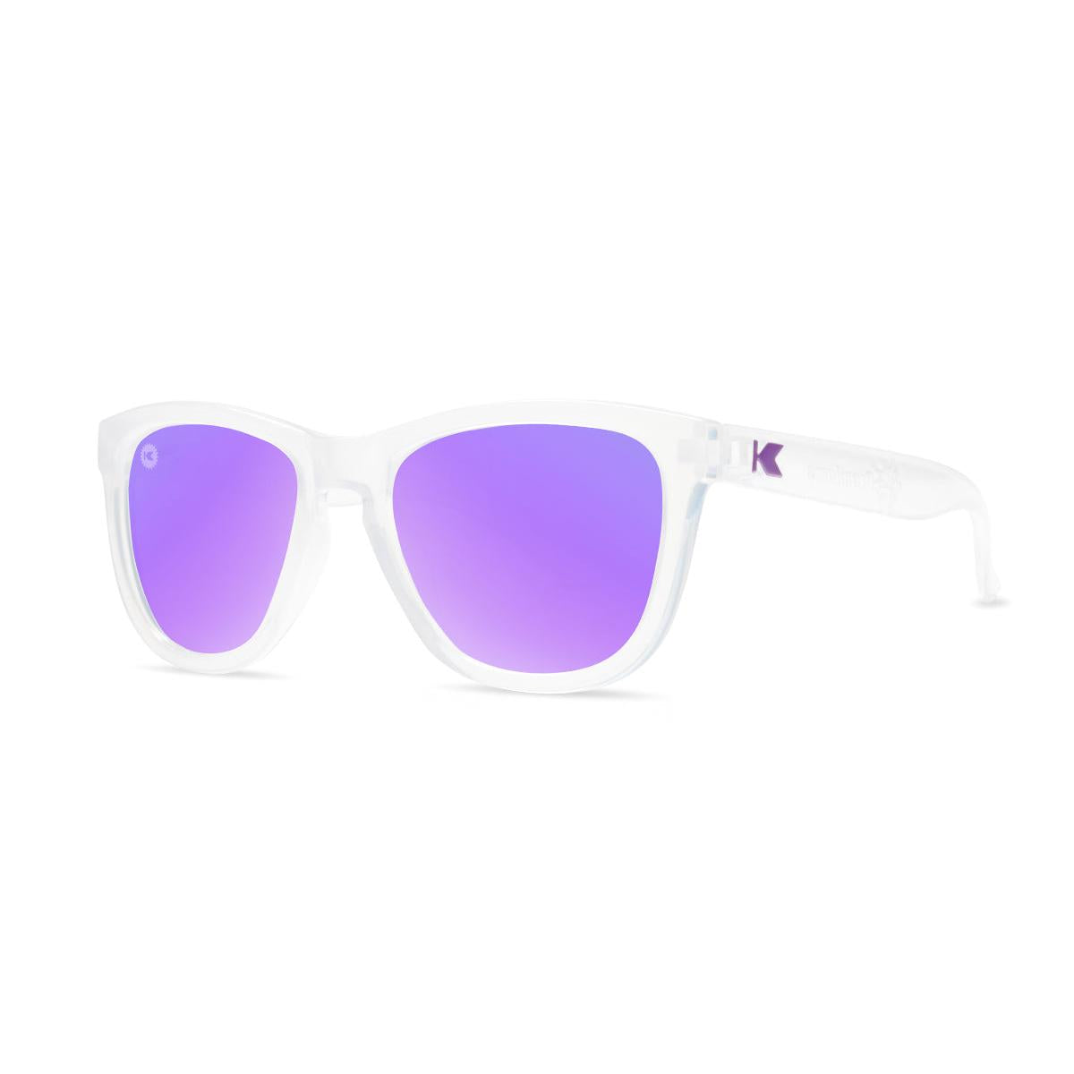 Kids Sunglasses with UV color changing frames and polarized lilac lenses, threequarter