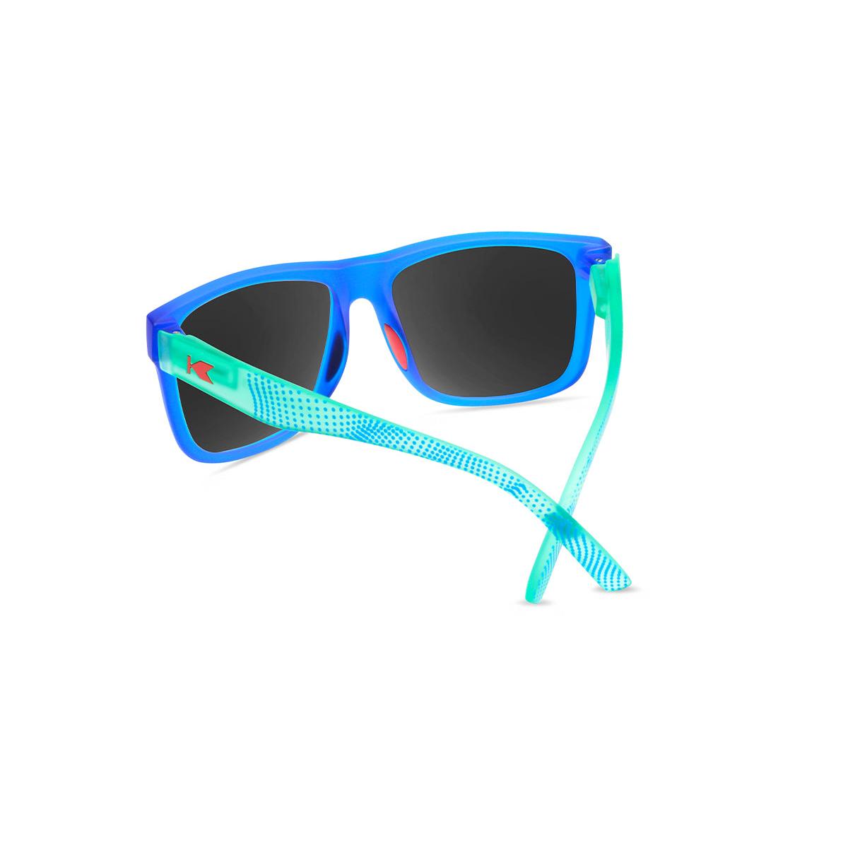 Sport Sunglasses with Blue Fronts and Mine Green Arms and Polarized Aqua Lenses, Back