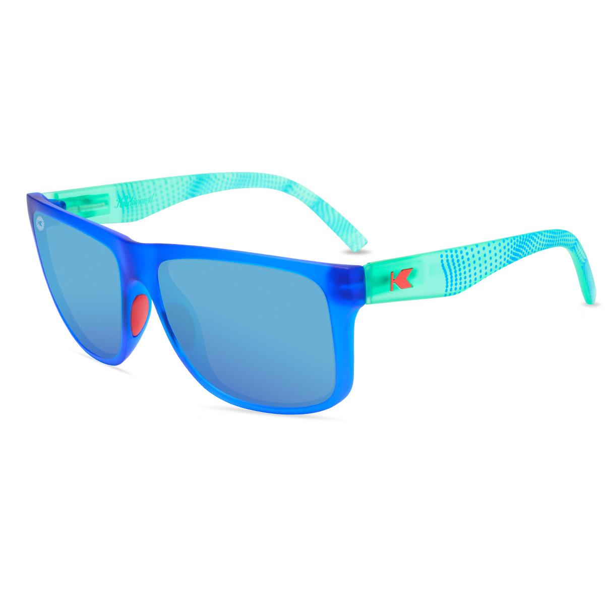 Sport Sunglasses with Blue Fronts and Mine Green Arms and Polarized Aqua Lenses, Flyover
