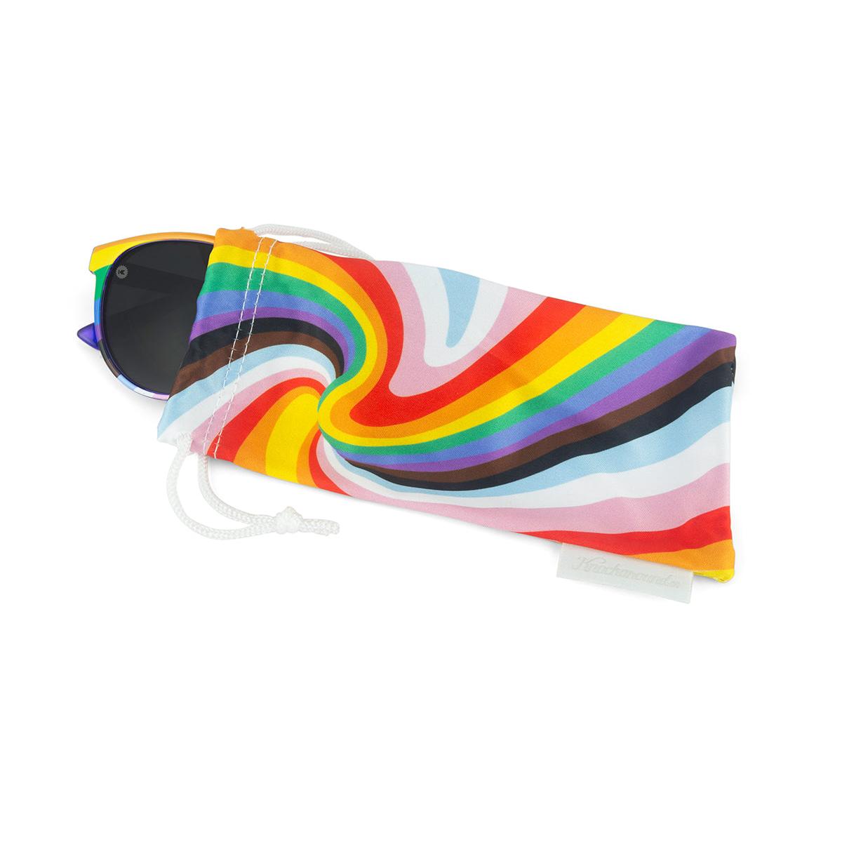 Sunglasses with Loud and Proud Frames and Polarized Black Smoke Lenses, Pouch