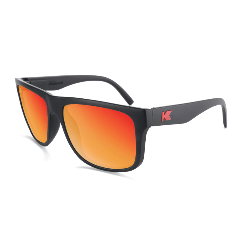Sunglasses with Matte Black Frames and Polarized Red Sunset Lenses, Flyover