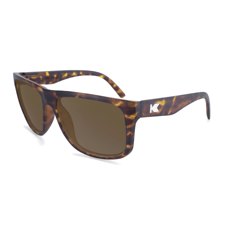 Sunglasses with Matte Tortoise Shell Frame and Polarized Amber Lenses, Flyover