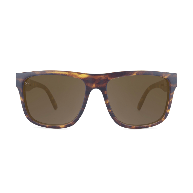 Sunglasses with Matte Tortoise Shell Frame and Polarized Amber Lenses, Front