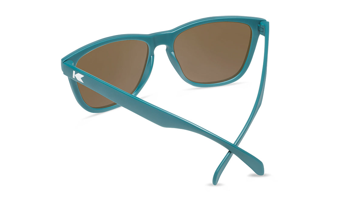 Sunglasses with Turquoise Frames and Polarized Amber Lenses, Back