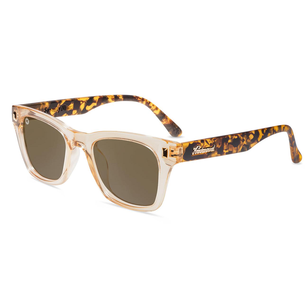 Sunglasses with Tortoise Shell Arms and Orange Fronts With Polarized Amber Lenses, Flyover