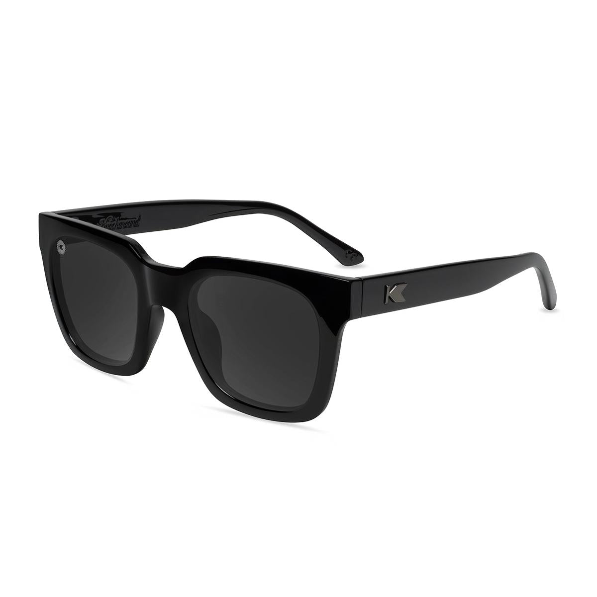 Sunglasses with Piano Black Frames and Polarized Black Smoke Lenses, Flyover