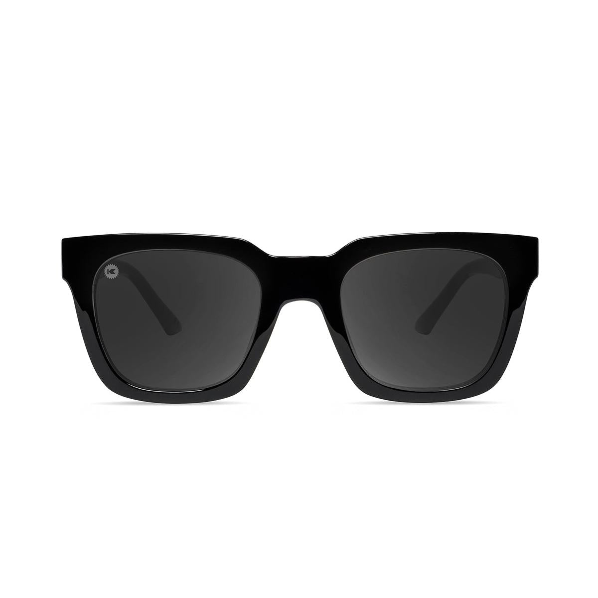 Sunglasses with Piano Black Frames and Polarized Black Smoke Lenses, Front