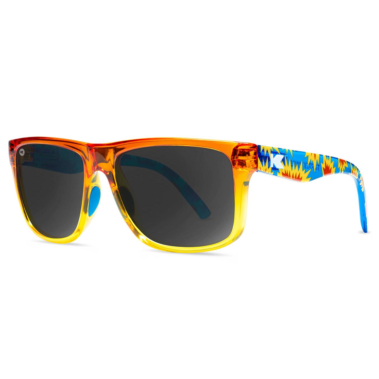 Sunglasses with Orange Fade Frames and Polarized Smoke Lenses, Threequarter