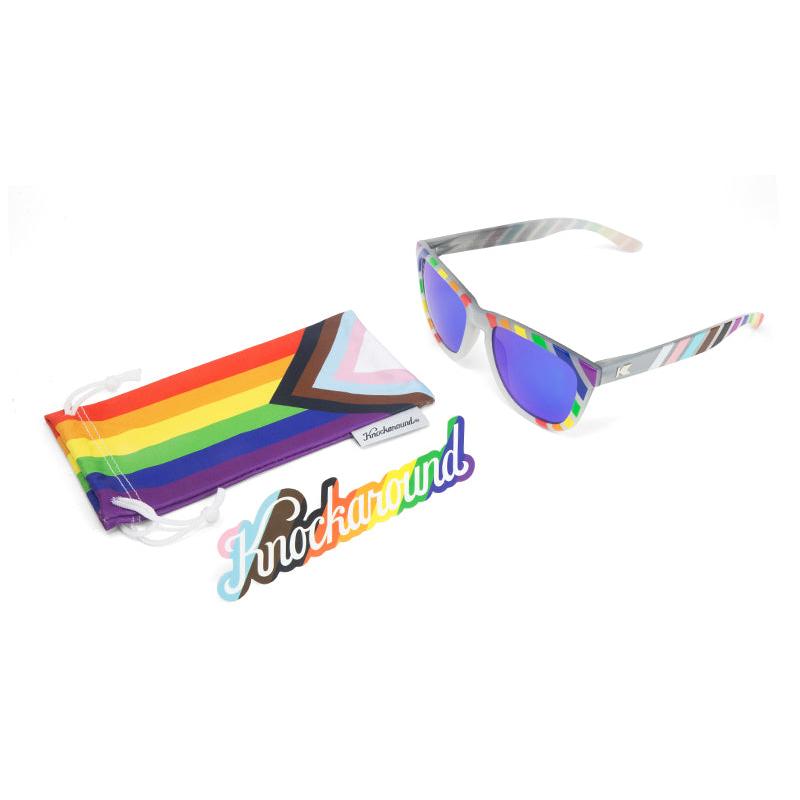 Sunglasses with Pride Flag and Polarized Blue Moonshine Lenses, Set