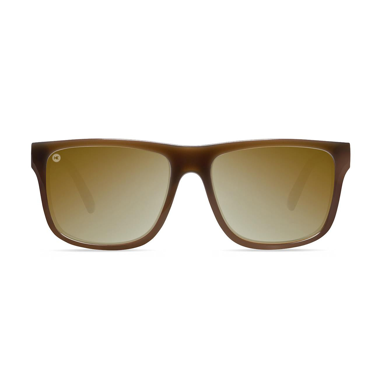 Sunglasses with Glossy Brown Frames and Polarized Gold Lenses, Front