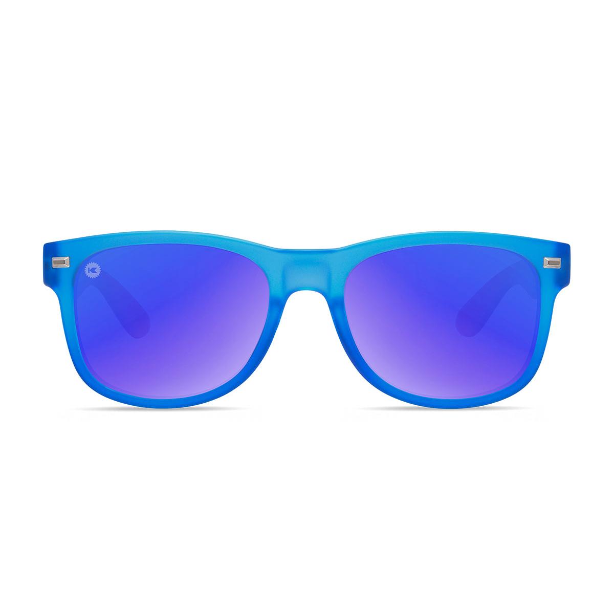 Sunglasses with Blue, White, and Red Frames and Polarized Moonshine Lenses, Front