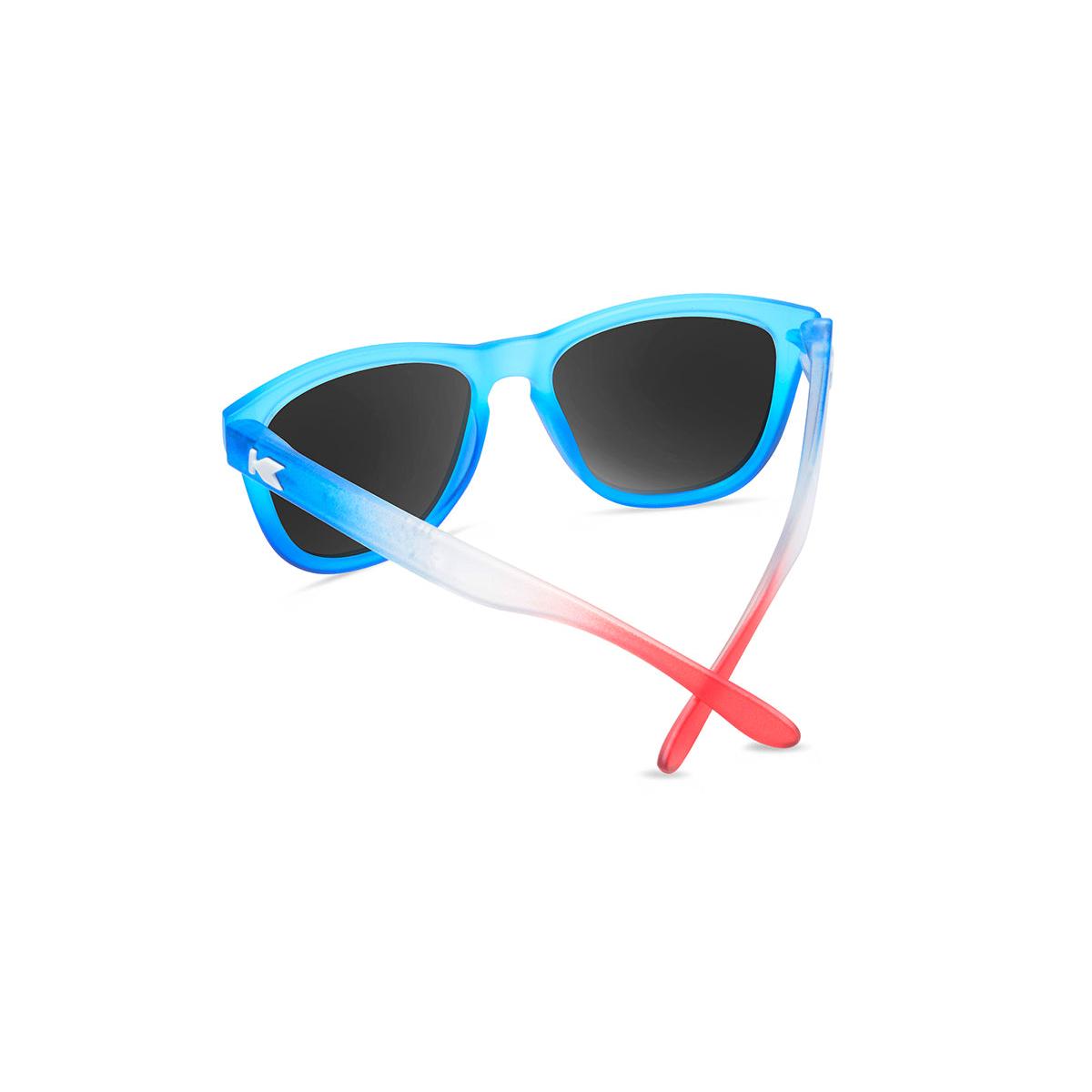 Kids Sunglasses with Blue, White, and Red Frames and Polarized Blue Lenses, Back