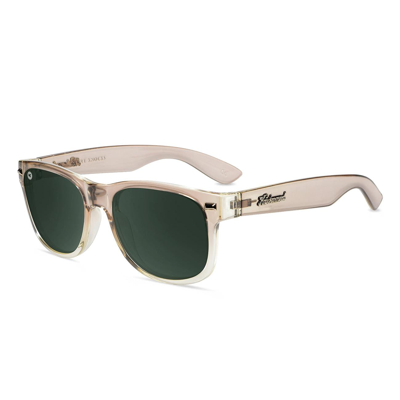 Sunglasses with San Dune Frames and Polarized Green Lenses, Flyover