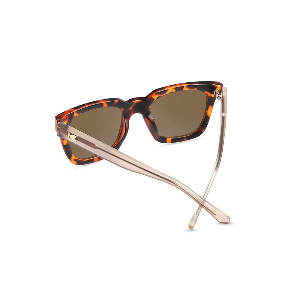 Sunglasses with Tortoise Shell Fronts and Clear Amber Arms with Polarized Amber Lenses, Back