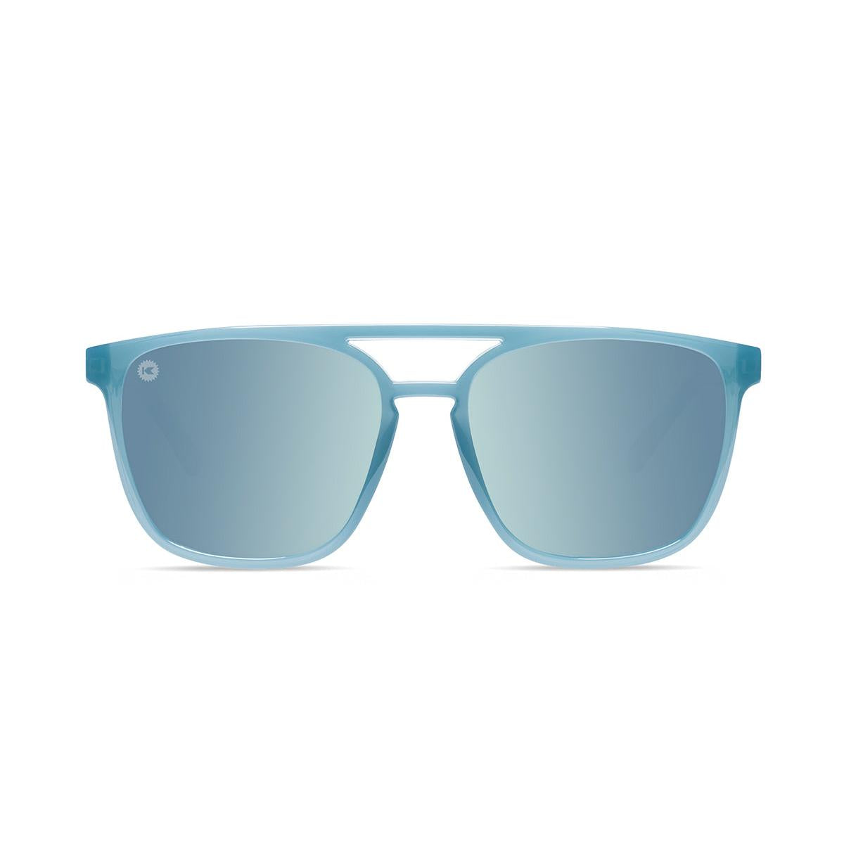 Sunglasses with Blue Frames and Polarized Sky Blue Lenses, Front