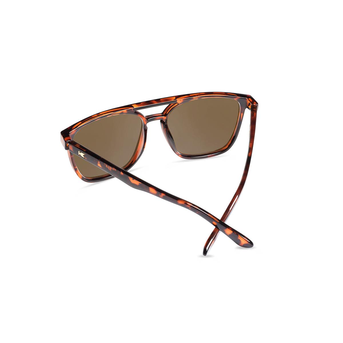 Sunglasses with Glossy Tortoise Shell Frames and Polarized Amber Lenses, Back